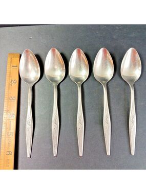 5 X ONEIDA Spoons Community Woodmere Stainless Steel Spoons 6 Inch